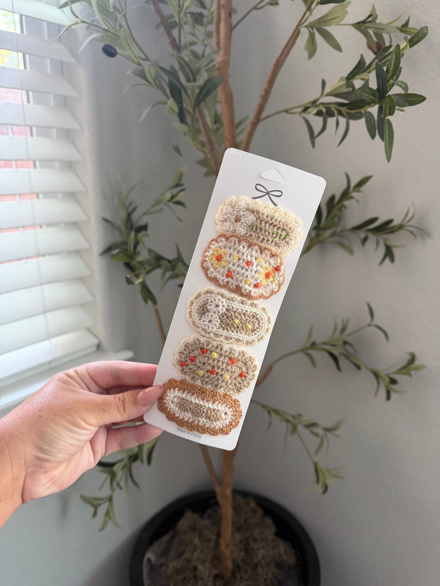 Flower Knit Hair Clips