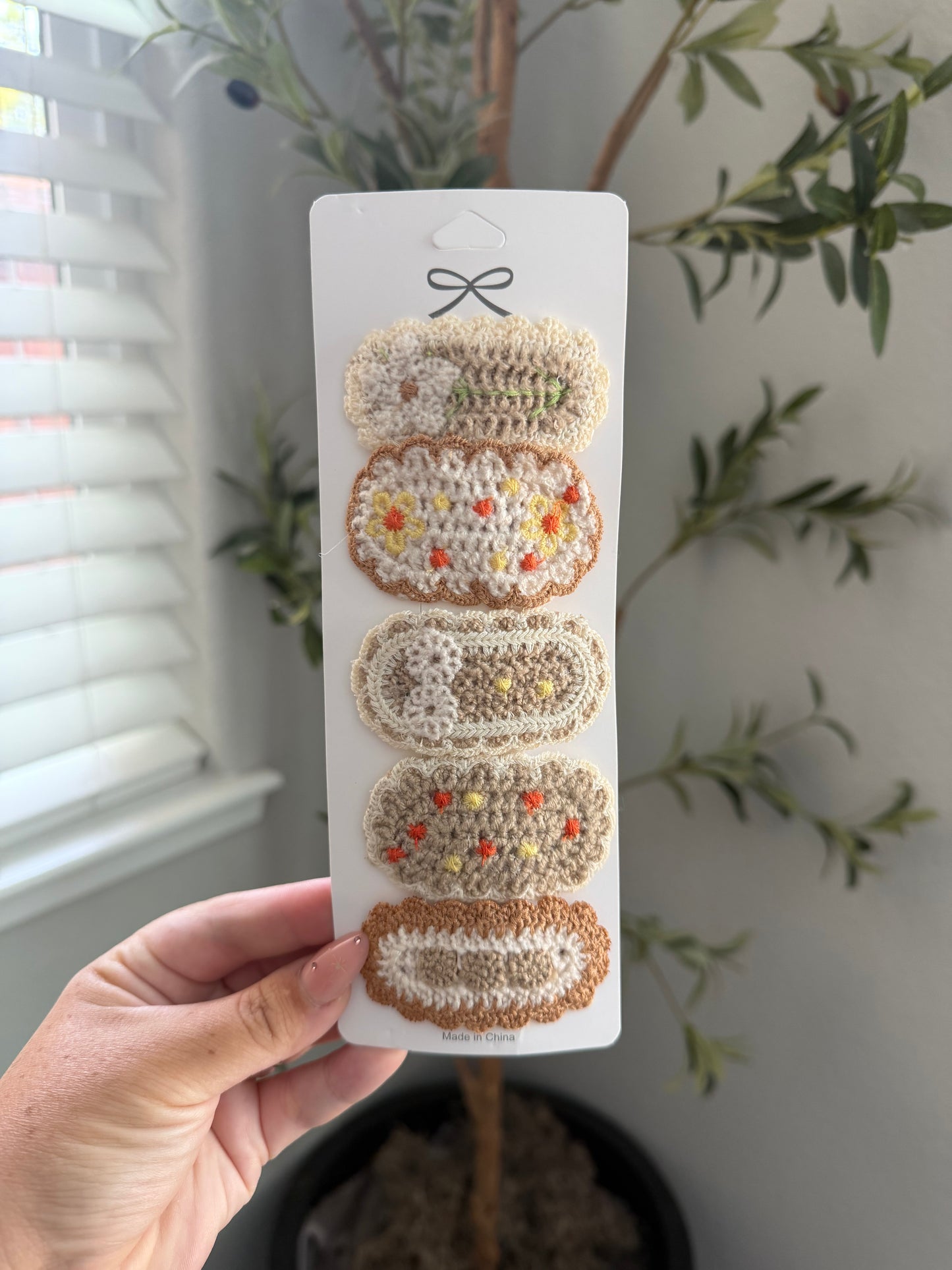 Flower Knit Hair Clips
