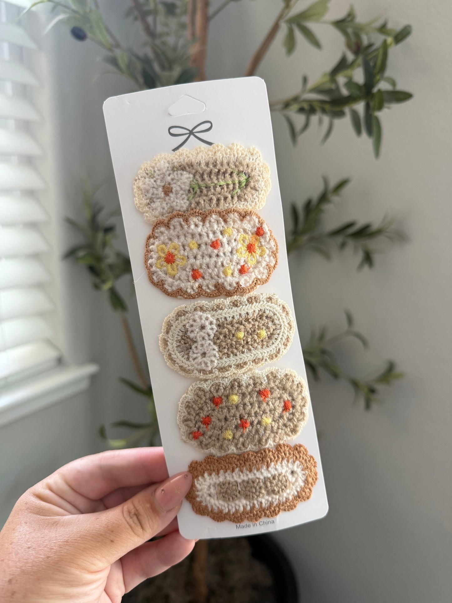 Flower Knit Hair Clips